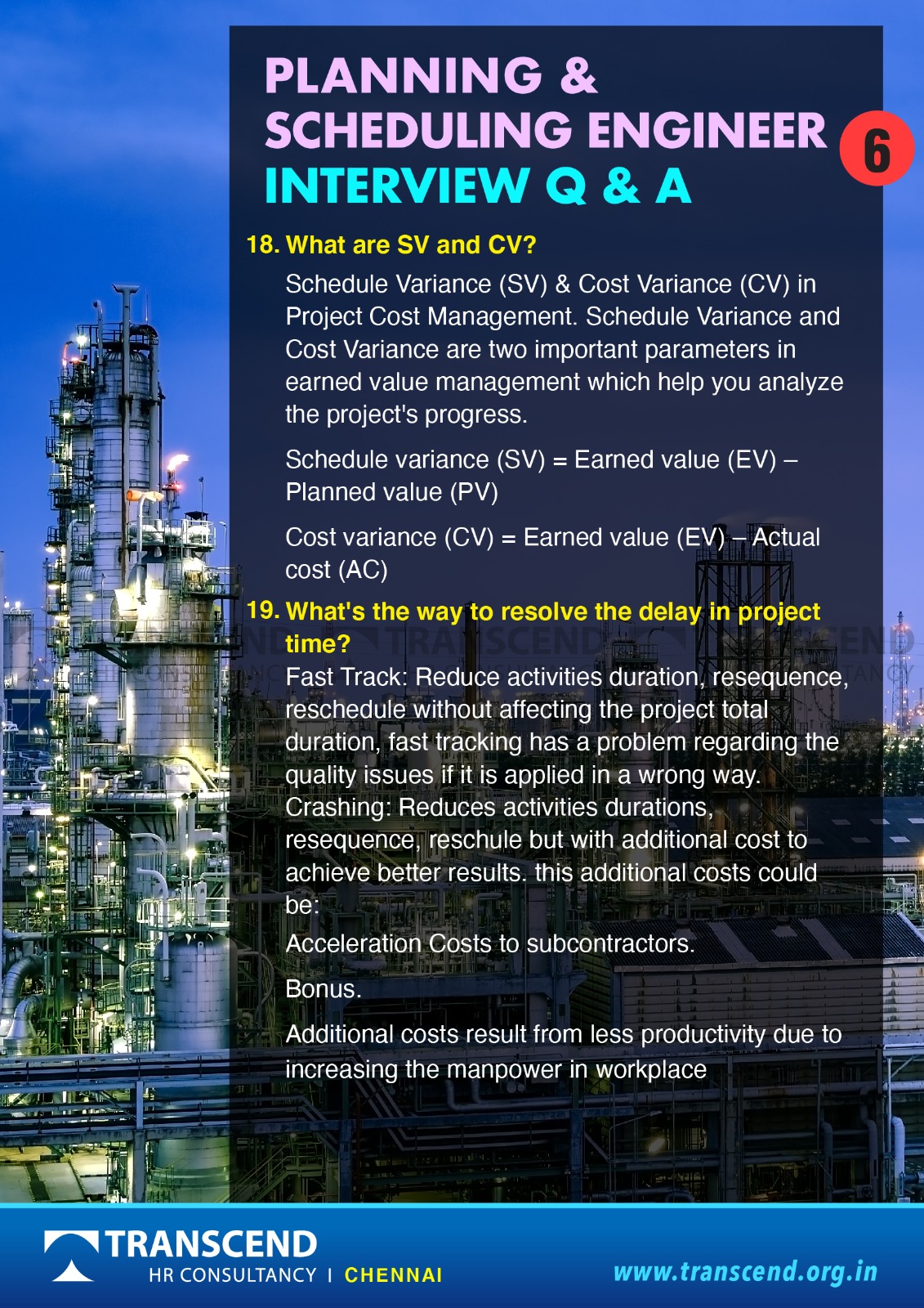 Planning and Scheduling Engineer Interview Question and Answers