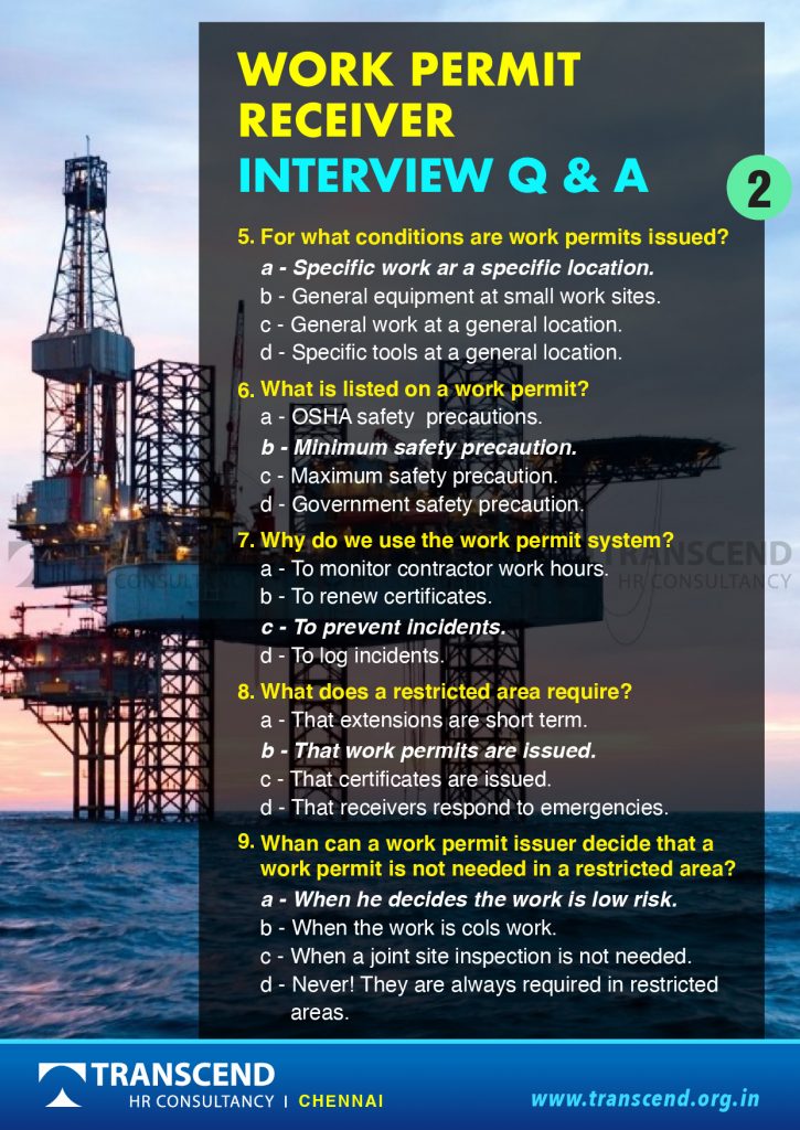 Work Permit Receiver Interview Question and Answers Transcend Group