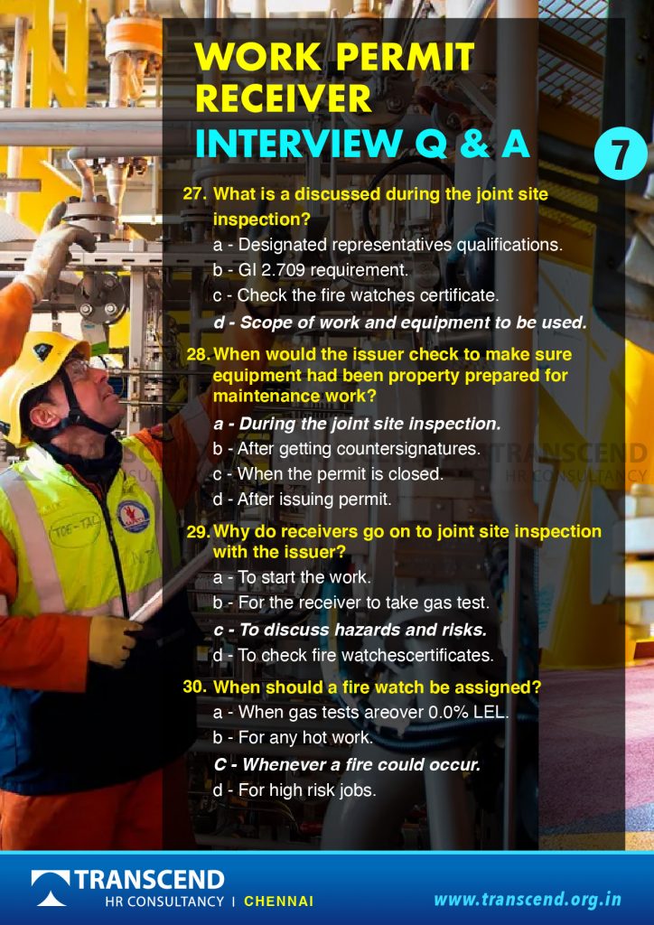 Work Permit Receiver Interview Question and Answers Transcend Group